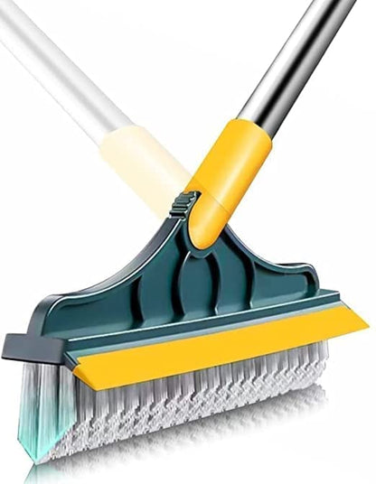 2-in-1 Bathroom Cleaning Brush with Wiper - Long Handle 180° Rotate Toilet Brush, Tiles Cleaning, Floor Scrub for Kitchen and Bathroom Accessories (Yellow, 2 in 1)