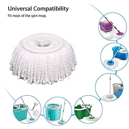 5 PCS Microfiber Replacement Mop Head Spin Mop Head Replacement 5-Pack, Microfiber Refill Heads Universal for 360 Spin Magic Mopping, Round Shape Standard Size White