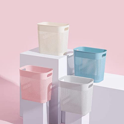 UUJOLY Plastic Trash Can Wastebasket, Garbage Container Basket for Bathrooms, Kitchens, Offices, Kids Rooms (Beige, 3 Gallon) - color: Beige, size: 1 Pack