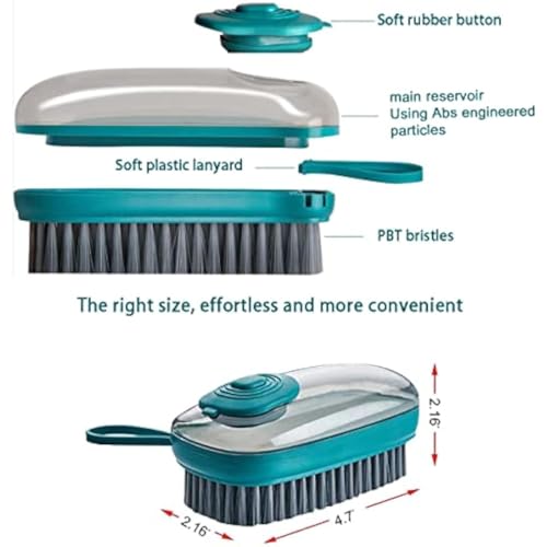 Brush with Soap Dispenser, Good Srubber Cleaner for Dish Sink Pan Pot Washing and Cleaning, Bathroom, Kitchen, Soft Laundry Clothes and Shoes Scrubbing Brush(Green) (Green) - color: Green