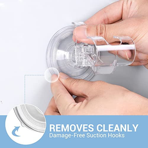 Teletrogy Large Suction Cup Hooks Shower Razor Holder - 2 Pack Heavy Duty Reusable Vacuum Shower Hook, Damage Free Wall Hooks for Bathroom Kitchen Towel Loofah Sponge Key Shaver Bathrobe Wreath - size: 2 Pack