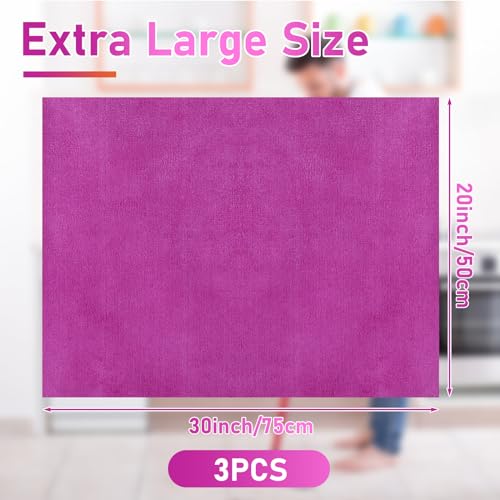 Newwiee 3 Pcs Extra Large Microfiber Cleaning Cloth 30" x 20" Washable Reusable Microfiber Towel Streak Free Lint Free Cloth for Cleaning Home Glass Office Window Bathrooms (Purple) - color: Purple