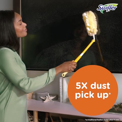 Swiffer Duster Kit with 3 ft Extendable Handle, Heavy Duty Dusting Starter Kit with 3 Refills, for Ceiling Fans, Vents and Hard to Reach Places (Pack of 6) - size: 4 Piece Set (Pack of 6)