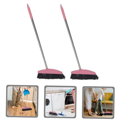 2pcs Wide Scrub Broom Stiff Bristles Broom for Deck Cleaning Patio Sweeping