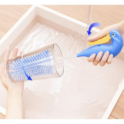 Silicone Bottle Brush Semi-Automatic Bottle Cleaner Brush for Baby, Sports, Vase, Glassware, and Smaller Diameter Openings