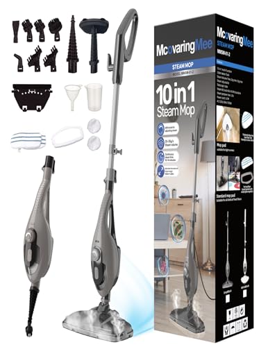 11-in-1 Steam Mop, 1550W Powerful Handheld Steam Cleaner, 260°F Multi-Functional Floor Steamer with 21.3FT Cord for Floors, Hardwood, Tiles, Grout, Windows, Kitchen, Bath, Adjustable (Grey) - color: Grey