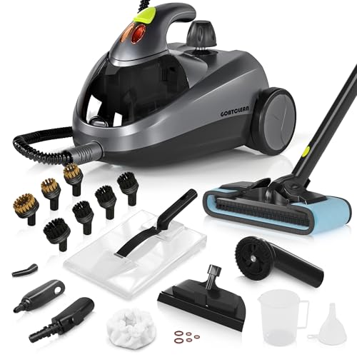 Heavy-Duty Steam Cleaner - 1500W Multipurpose Handheld Floor Steamer with 22 Accessories 16ft Cord for Home, Car Detailing, Tile, Grout, Wallpaper, Upholstery, Window, Deep Cleaning