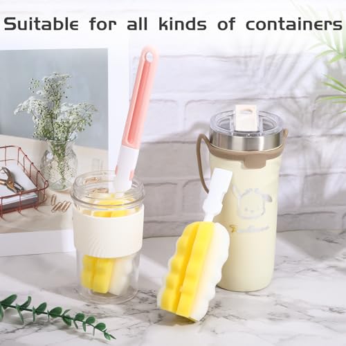 4 Pcs Bottle Brush Sponge, Cup Water Bottle Sponge Brush Cleaner, Detachable Cleaning Brushes for Cleaning with Handle for Glasses Mugs - size: 4Pcs