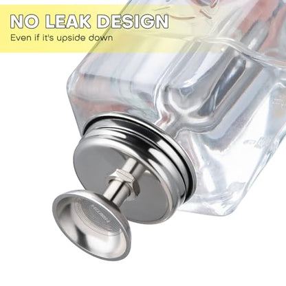 Noverlife 6Oz / 180ml Glass Push Down Pump Dispenser w/Copper Core, Acetone Pump Dispenser Alcohol Dispenser Push Down, Nail Polish Remover Pump Dispenser Bottle Push Down Hand Pumping Press Container - color: B - 1pcs - Clear Square Shaped