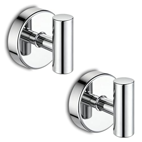 Suction Cup Hooks, Removable Shower Hooks, Chrome, 2-Pack | No Wall Damage | Strong Hold on Tile, Glass & Mirrors | Kitchen & Bathroom Use | Perfect for Towels, Loofahs, Robes & Coats - style: Chrome