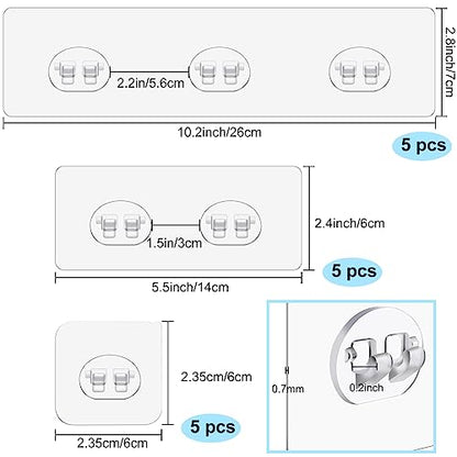 vivinin 15 Pack Shower Caddy Adhesive Replacement, Shower Shelf Adhesive No Drilling, Adhesive Hooks for Showe Caddy, Soap Holder, and Kitchen Racks