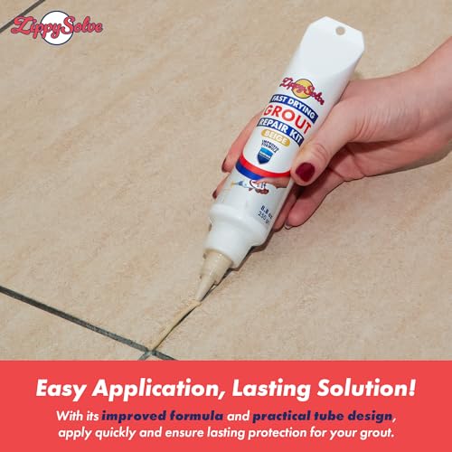 ZippySolve Tile Grout, Repair Kit, Restore & Renew Tile Joints Line, Fast Drying Tile Grout Paint Squeeze Tube for Bathroom Shower Kitchen Floor, Waterproof (8.8 oz, Beige) - style: Beige