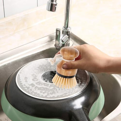 KESYOO 2pcs Handle Palm Scrub Brush for Kitchen Sink and Dish Cleaning, Black Pot Scrubber Set for Wok, Pan, and Pot Washing