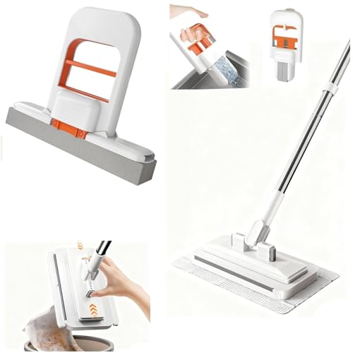 Press Grip Mini Mop with a Mini Foldable Desktop Mop, Zero-Touch Gap Dust Cleaner with 39in Stick & Clip On Locking Head, Dry Wet Disposable Dust Mop for Kitchen Wall Bathroom Toilet Corners - size: 39in Short Handle Mini Mop Set (2PC)
