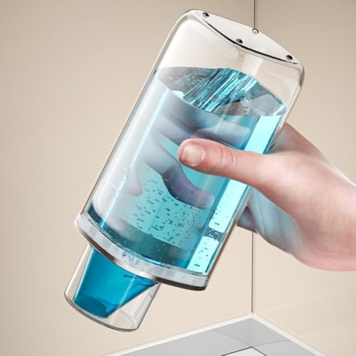 Transparent sealed laundry detergent canister with reflow design and graduated markings, constructed from PET material for organized and mess storage of laundry additives (0.6L) - size: 0.6L