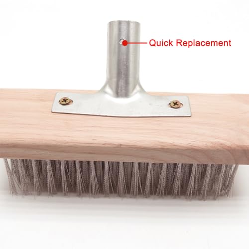 Stainless Steel Wire Scrub Brush for Deck, Concrete, Patio Floor Cleaning, Heavy Duty Bristle Scrubber Broom for Moss Removal(20cm/7.87in) - size: 20cm/7.87in