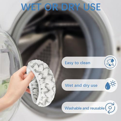 2 Pack White Thickening Reusable Microfiber Mop Pads Replacement, Wet and Dry Flat mop Cover, Washable Wet Pads Refill for Surface/Hardwood Floor Cleaning (Mop is Not Included)