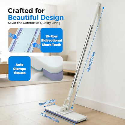 Hands-Free Multi-Purpose Flat Mop, Hands Free Flat Mop One Click with Any Cloth, Easy to Disassemble, Suitable for Tile, Wood, Laminate Floors, Kitchens, Bathrooms and Daily Home Cleaning Use (C) - color: C