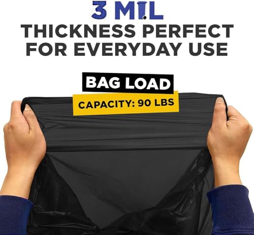 (100 Pack) Plexon 55-60 Gallon Clear Trash Bags - 32-55 gal, 38" x 58", 3 Mil Heavy Duty - Contractor Garbage Bags Rollout Round Square Trash Cans