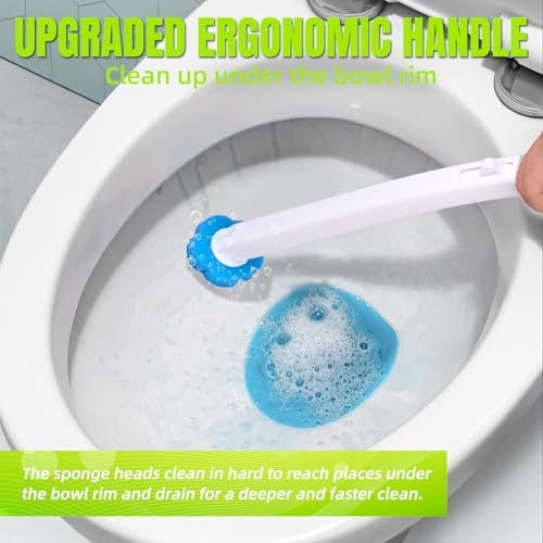 Disposable Toilet Brush, Extended Handle with 48 Cleaner Refills, Toilet Brush for Toilet Bowl Cleaners, Bathroom Cleaning - size: 1 Brush+48 Refills