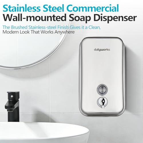 Stainless Steel Soap Dispenser - 800ml Large Capacity, Easy Wall Mount Installation, Soap Dispenser for Bathroom & Kitchen - Ideal for Commercial, Household, Office Use - size: 27.05 fl.oz./ 800ml