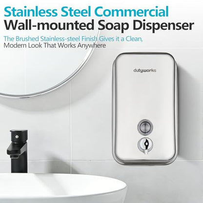 Stainless Steel Soap Dispenser - 800ml Large Capacity, Easy Wall Mount Installation, Soap Dispenser for Bathroom & Kitchen - Ideal for Commercial, Household, Office Use - size: 27.05 fl.oz./ 800ml