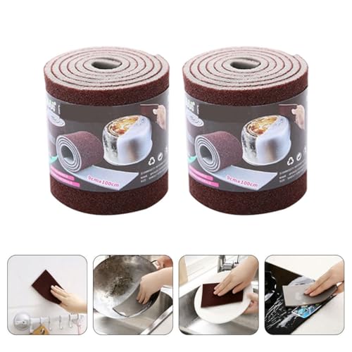 FRCOLOR Multi-Function Emery Scrub Sponges 2 Rolls Household Dishwashing Replaceable Nano Carborundum Sponge Kitchen Cleaning Tool