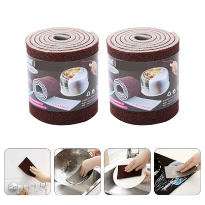 FRCOLOR Multi-Function Emery Scrub Sponges 2 Rolls Household Dishwashing Replaceable Nano Carborundum Sponge Kitchen Cleaning Tool