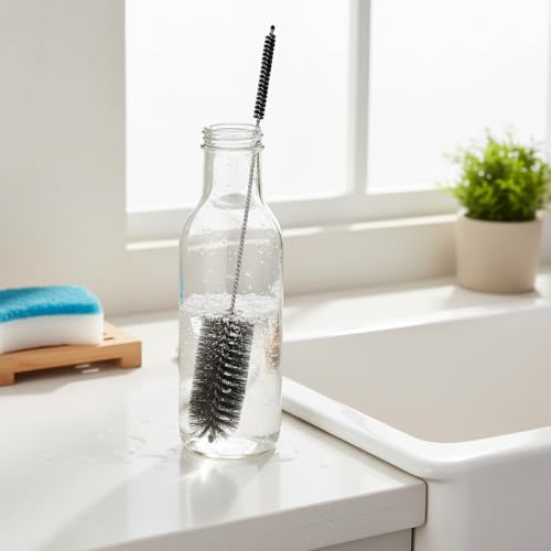 Long Handle Bottle Cleaning Brush for Narrow Neck Containers, Durable Nylon Bristles, Blue - size: 14.96 x 5.91 x 1.57 in