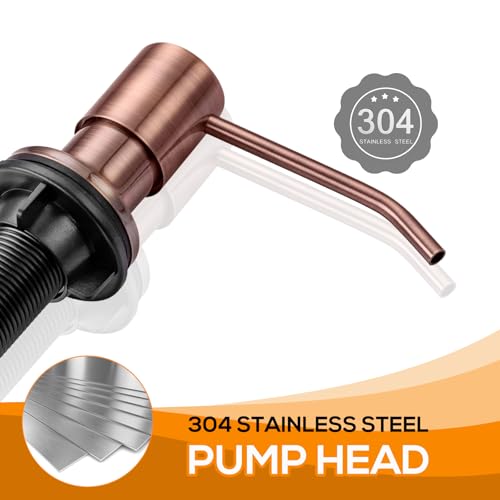 Built in Sink Soap Dispenser Lotion Dispenser for Kitchen Sink, Soap Dispenser with 17 Ounce Bottle, Soap Pump Built in Countertop Under Sink, Red Bronze - color: Red Bronze