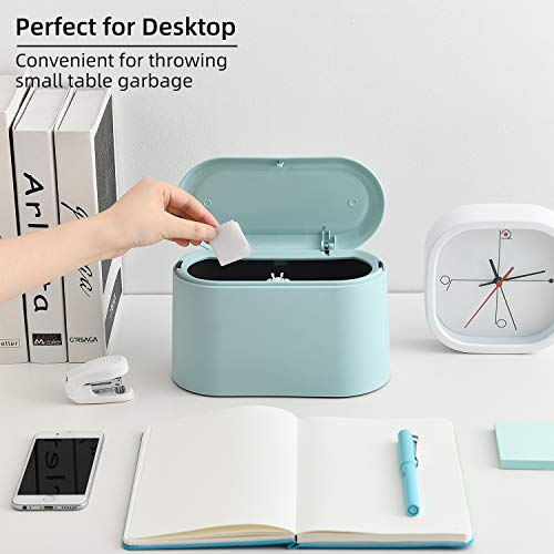 SUBEKYU 0.5 Gal Mini Countertop Trash Can with Lid for Desktop, Small Garbage Can for Office, Tiny Wastebasket, Plastic, Light Green - color: Light Green 0.4 Gal with Lid