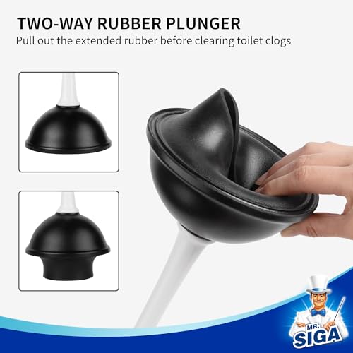 MR.SIGA Toilet Plunger and Bowl Brush Combo for Bathroom Cleaning, White, 2 Sets - color: White