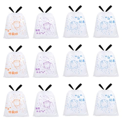 Thickened Drawstring Garbage Bags 69pcs 50x55cm Heavy Duty Trash Liners with Portable Rubbish Holder for Household Waste Bin Diameter ≤37cm