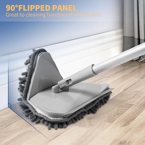 BOOMJOY Wall Cleaner Mop with 82 Inches Long Handle, Baseboard Cleaner Tool Duster with Squeegee, Ceiling Cleaning Tool with 6 Replacement Pads for Painted Walls, Window, Floor