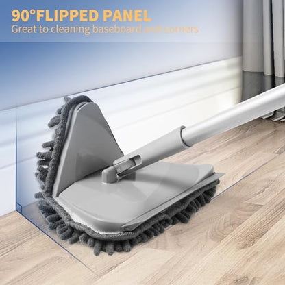 BOOMJOY Wall Cleaner Mop with 82 Inches Long Handle, Baseboard Cleaner Tool Duster with Squeegee, Ceiling Cleaning Tool with 6 Replacement Pads for Painted Walls, Window, Floor