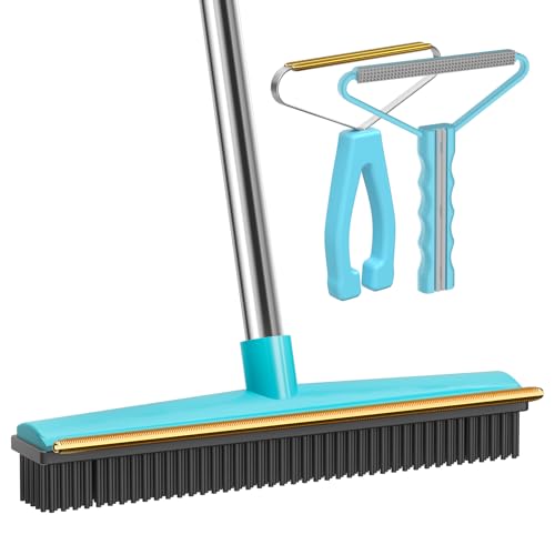 Carpet Rake - 60" Long Handle Pet Hair Removal with Metal Fabric Edge Design,Carpet Broom,Carpet Rake for Carpets, Rugs,Mats,Couch,Stairs(3 pcs) - color: Blue, size: PRO Combo 3