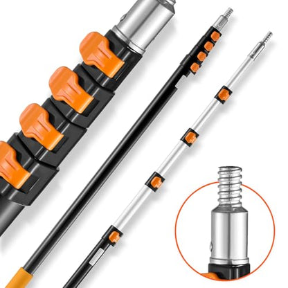 VEVOR Telescopic Extension Pole, 6-24 FT Multi-Purpose Extension Pole, Sturdy Aluminum Alloy Paint Extendable Pole with Flip-Lock Design, Telescopic Pole for Painting, Dusting and Cleaning - style: 6-24 FT
