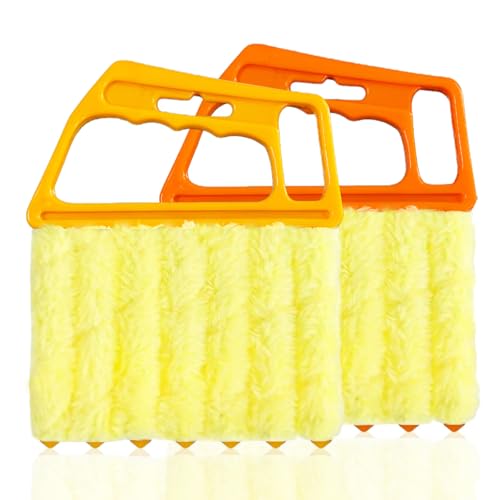 AOCEAN 2 Pcs Blind Cleaner Duster Tool, 7-Finger Dusting Cleaner Tool for Window & Air Vent, Washable Handheld Microfiber Duster Brush for Blinds Dust Dirt