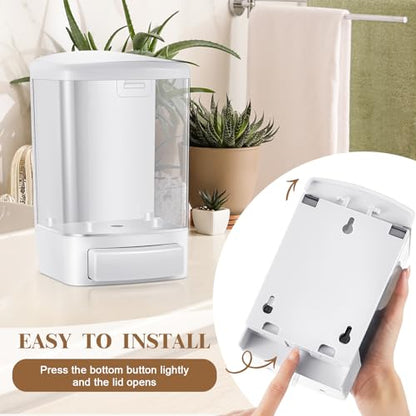 Hushee 8 Pcs Plastic Wall Mounted Soap Dispenser Commercial Manual Soap Containers Wall Dispenser for Kitchen Shower Hotel Liquid Shampoo Gel Chamber (33.8 oz 1000 ml,White) - color: White, size: 33.8 oz 1000 ml