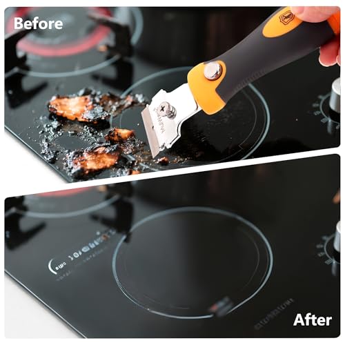MulWark Razor Blade Scraper | 2 Handles Razor Scraper Set With Extra 12pcs Blades Heavy Duty Paint & Glass Scraper Tool With Extendable Handle for Windows, Oven Cleaning & Surface Prep - style: 2 Handles Razor Blade Set with 10PCS Blades