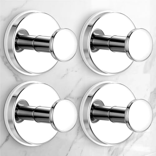 Large Suction Cup Hooks for Shower,Glass Window&Door,Mirror,Reusable Shower Hooks,No-Drill Removable Towel Hooks for Bathroom,4 Packs(Mirror Silver) - color: Mirror, size: 4 Pack
