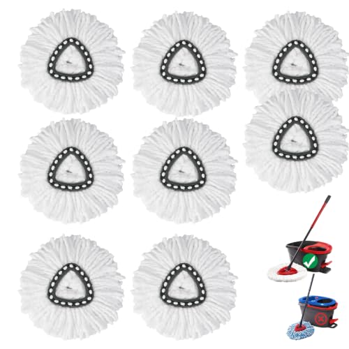 10 Pack Spin Mop Replacement Heads, 100% Microfiber Spin Mop Refill for Easy Wring Compatible with Triangle Spin Mop, 360 Degree Spinning Mop Replace Head for Floor Cleaning - size: 10Pack