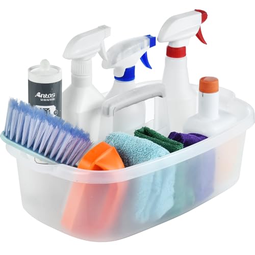 Haundry Large Cleaning Caddy with Handle, Cleaning Tool Storage Basket Organizer, Sturdy Pail Bucket Organizer, Household Bucket for Cleaning Supplies - Clear - color: Clear