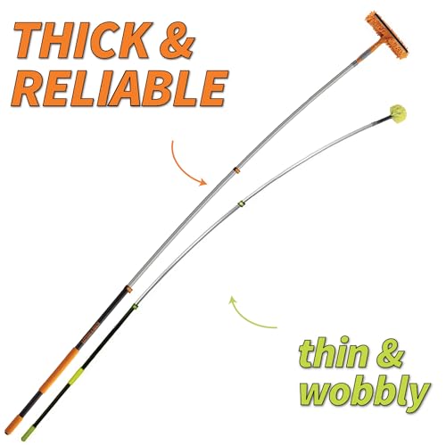 4-12 ft Window Washing Kit with Extension Pole (20+ Foot Reach) // Window Cleaning Tool & Window Washer Squeegee with Telescopic Extension Pole // Best Indoor Outdoor Window Washing Equipment - size: 12 feet