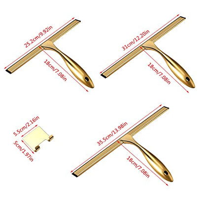 Stainless Steel Shower Squeegee with Handle Silicone Rubber Strip Cleaner Bathroom for Kitchen