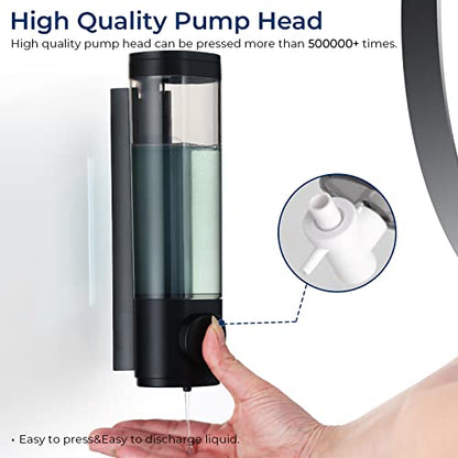 Pollock Shampoo and Conditioner Dispenser Wall Mounted, Shower Soap Dispenser 2 Chamber No Drill, Shampoo Dispenser for Shower, Body Wash Dispenser for Bathroom, Large Capacity, (Black 1 Chamber) - color: Black 1 Chamber