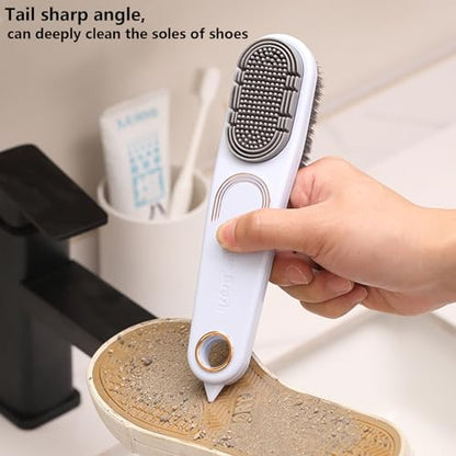 2 Pack Laundry Stain Brush Multi Cleaning Brush Double-Sided Soft Bristle Cleaning Brush Long Handle Laundry Brush for Stain Removal Shoes Clothes Scrub Brush Silicone Soft Brush, Sole Cleaning