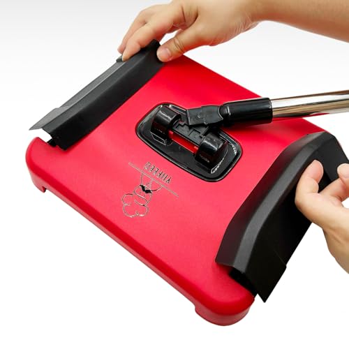 YIIFEEO Non-Electric Carpet Sweepers with 180° Adjustable Detachable Handle, 3-Layer Anti-Tangle Roller & Sealed Dust Bin, Lightweight Sweepers & Accessories - for Low Carpets Rugs Home Office