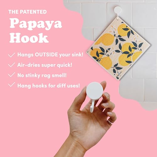Papaya Reusable Paper Towels, Premium Swedish Dishcloths with Hook, Non-Scratch Reusable Paper Towel, 1 Sheet Replaces 17 Rolls - 2 Sheets, 1 Hook - color: Squeeze the Day