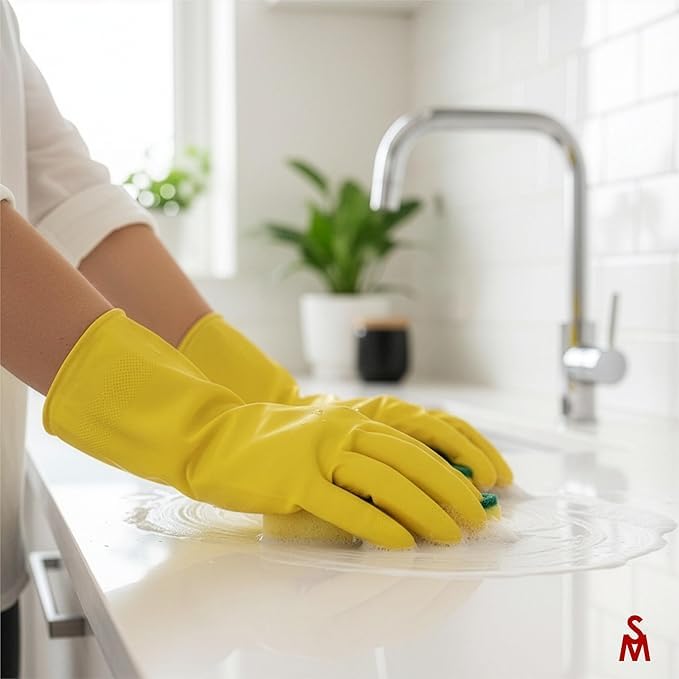 SteadMax 3/6 Pairs Cleaning Gloves, Reusable Natural Rubber Dish Gloves, Non-Slip Gloves for Kitchen and Household - color: 3 Pack (Xl)